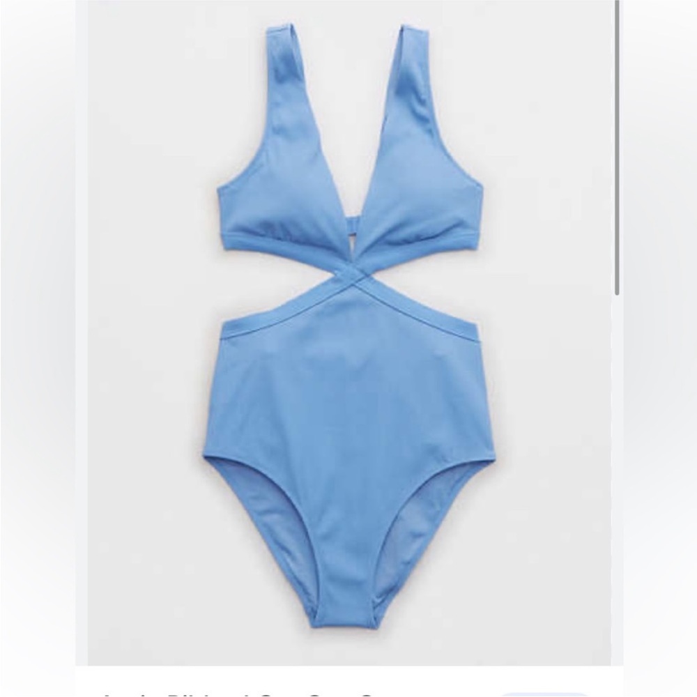 Aerie Ribbed Mix Crossover Cut Out One Piece Swimsuit